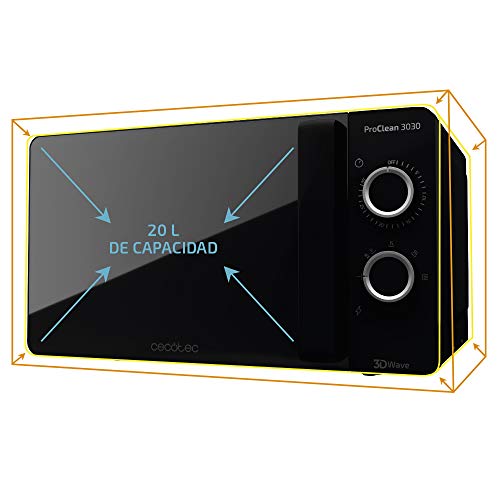 Cecotec ProClean Microwave Tout Noir - 20L Capacity With Easy Clean Coating