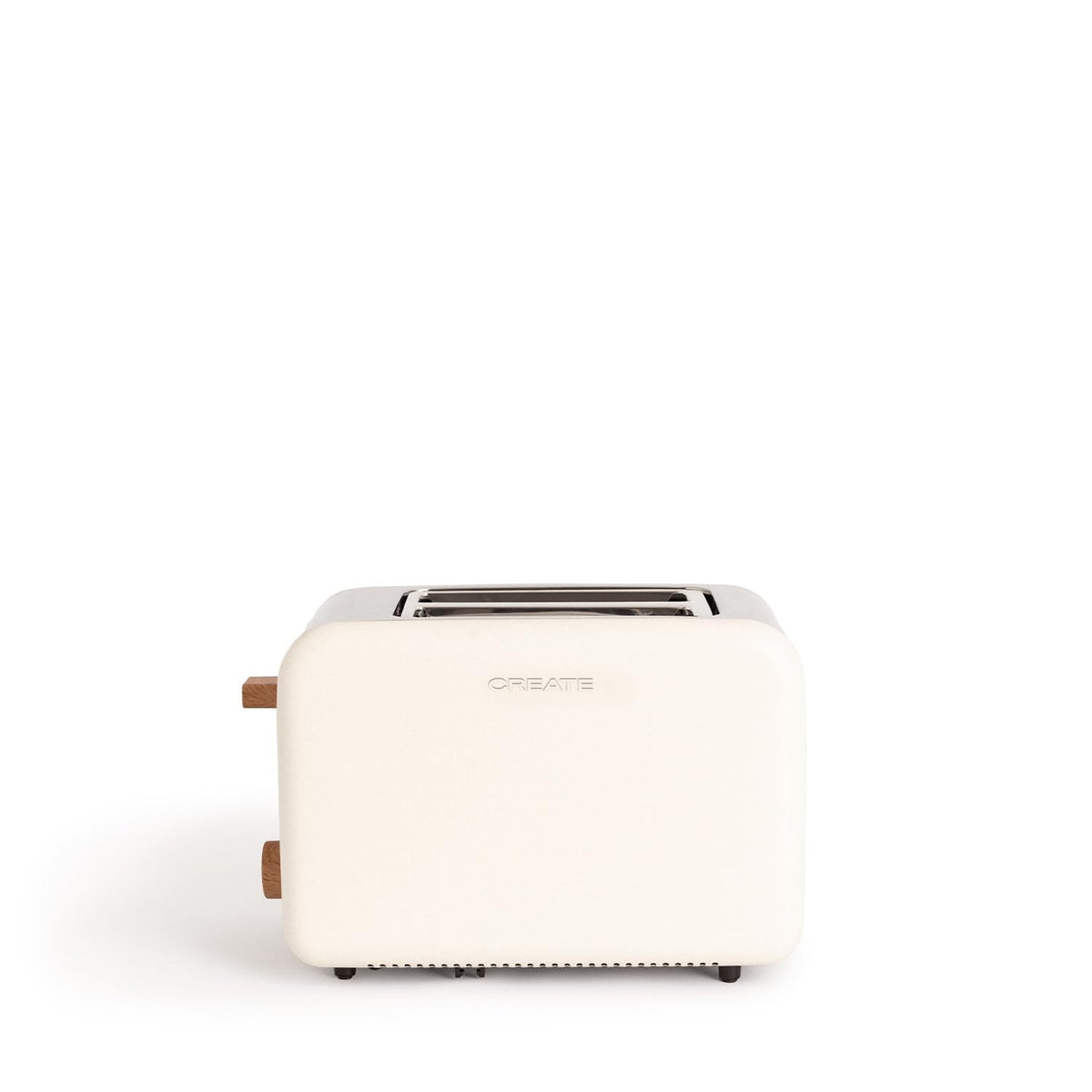 CREATE Retro Off-White Toaster with 6 power levels, wide slots, and crumb tray