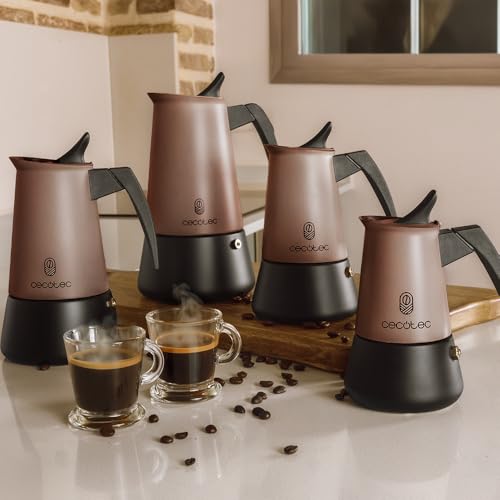 Cecotec - Piccolina 600 Bronze Coffee Maker, 300ml Capacity, Elegant Steel Design, Stainless Steel Filter