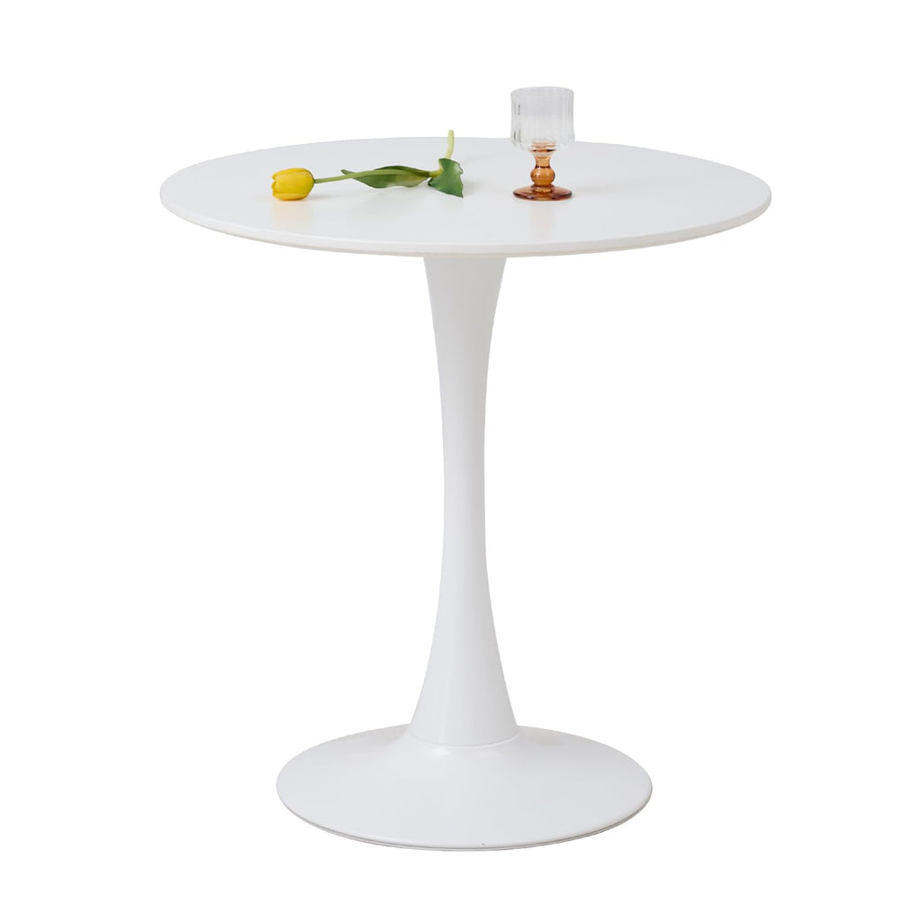 GrandCA HOME Modern Round Dining Table with white MDF tabletop and tulip design pillar base