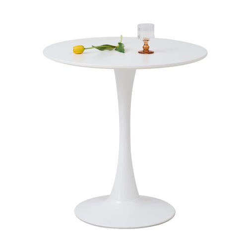 GrandCA HOME Modern Round Dining Table with white MDF tabletop and tulip design pillar base
