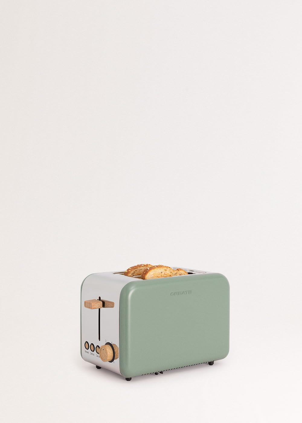 CREATE Sage Green Retro Toaster with 6 Power Levels