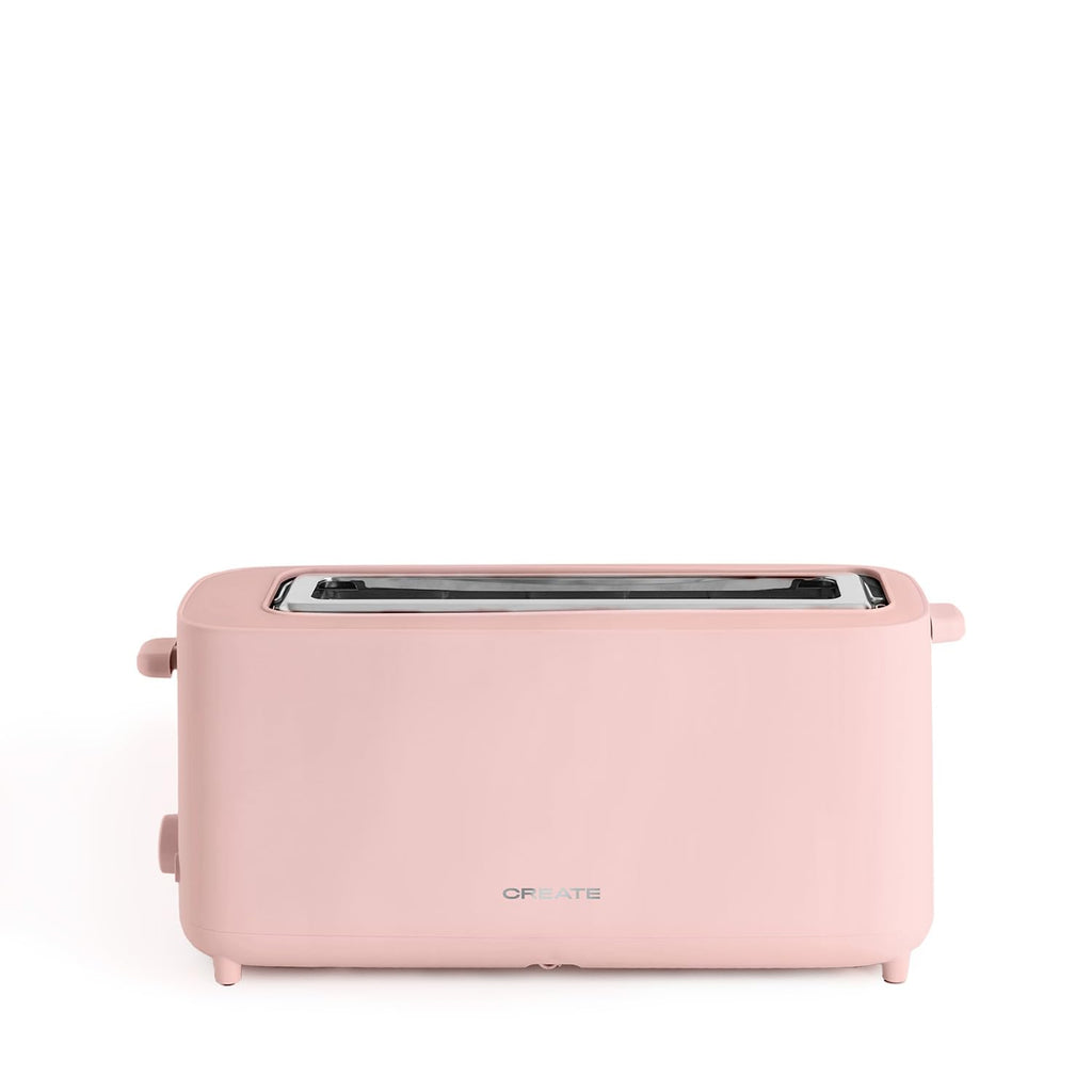 CREATE Toast Studio XL Pastel Pink Bread Toaster with 6 toasting levels and safety features
