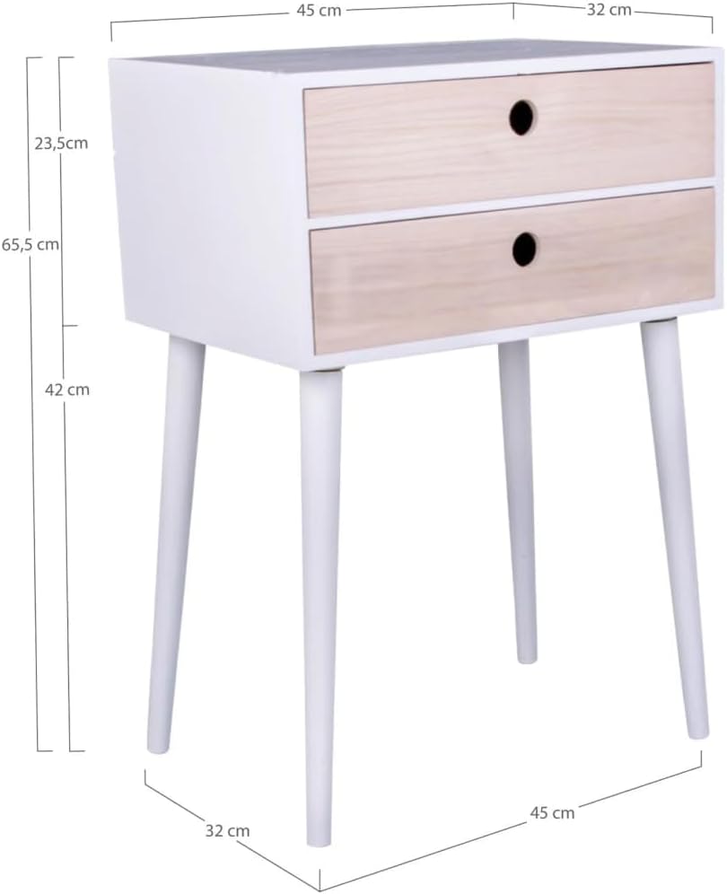 House Nordic Rimini White Bedside Table - 2 Drawers