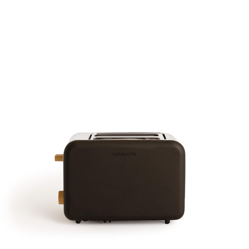 CREATE Retro Black Toaster with 6 power levels, wide slots, and crumb tray