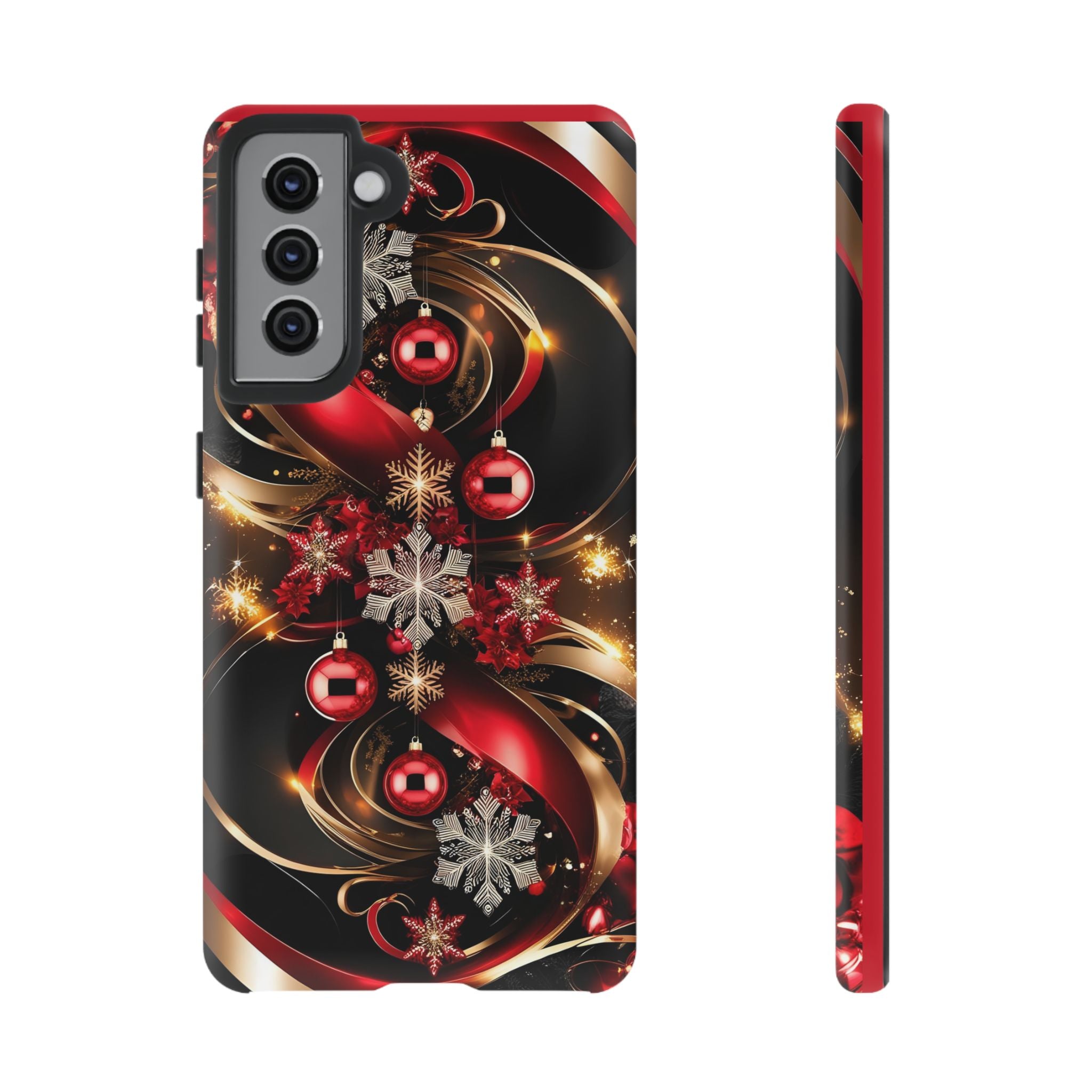 Christmas Red and Gold Phone Case - Tough Cases for Holiday Cheer