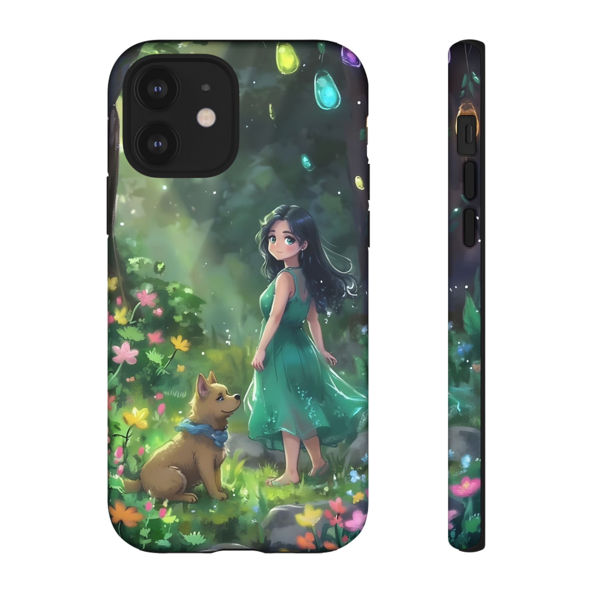 Whimsical Phone Case with Nature and Dog Artwork