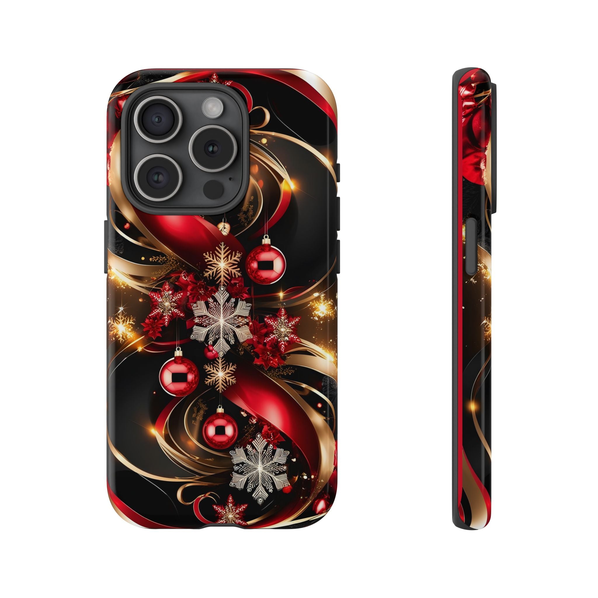 Christmas Red and Gold Phone Case - Tough Cases for Holiday Cheer