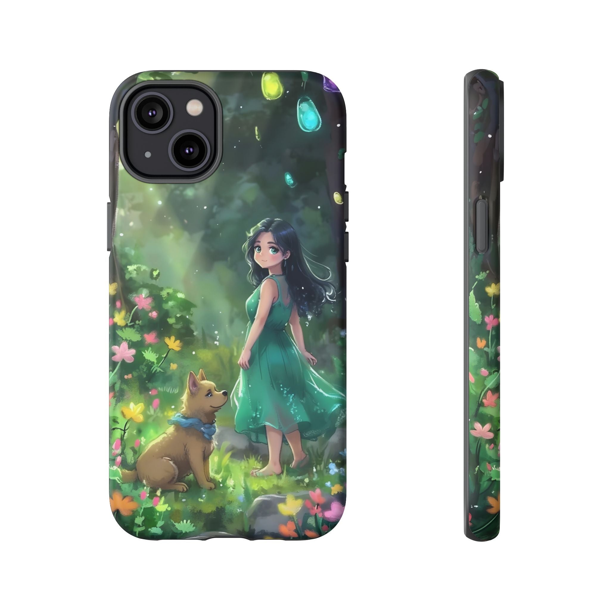 Whimsical Phone Case with Nature and Dog Artwork