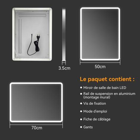 HOROW LED Bathroom Mirror with Touch Control