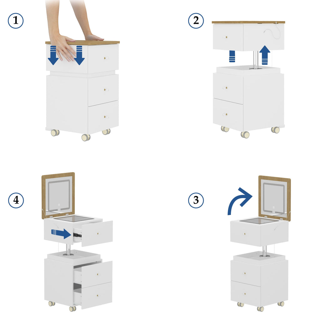 FUFU&GAGA 23.6" 360° Rotating White Makeup Vanity with LED Mirror