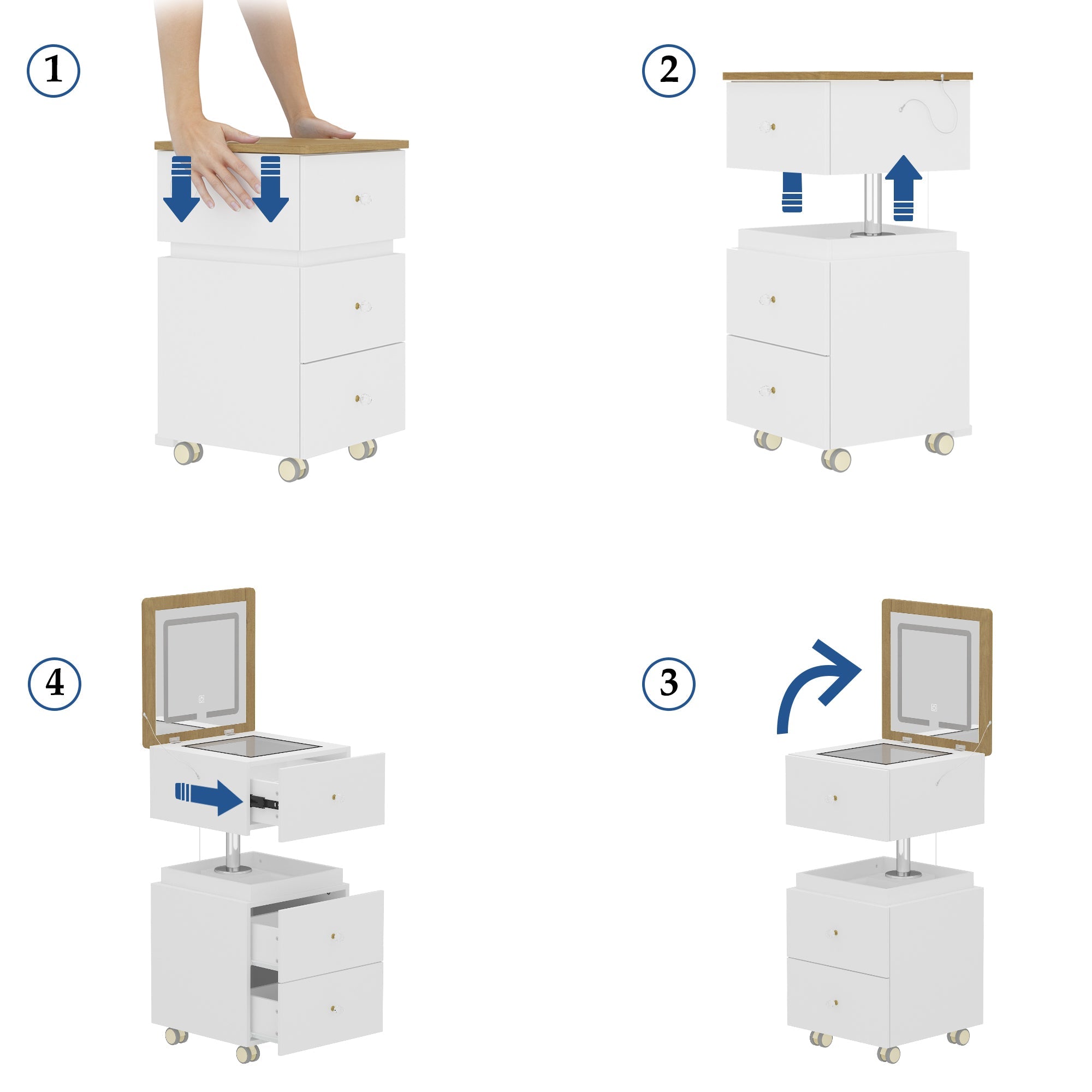 FUFU&GAGA 23.6" 360° Rotating White Makeup Vanity with LED Mirror