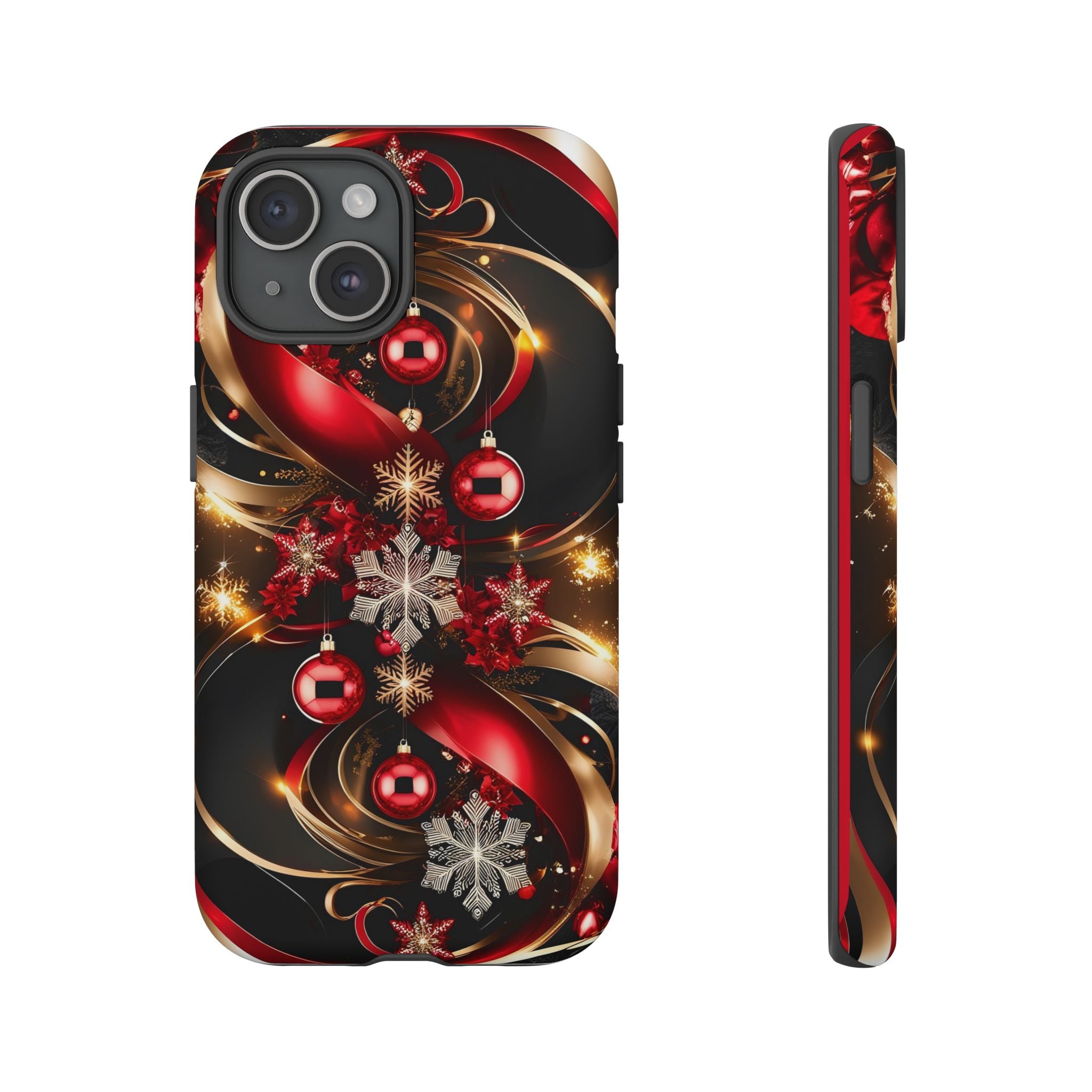 Christmas Red and Gold Phone Case - Tough Cases for Holiday Cheer