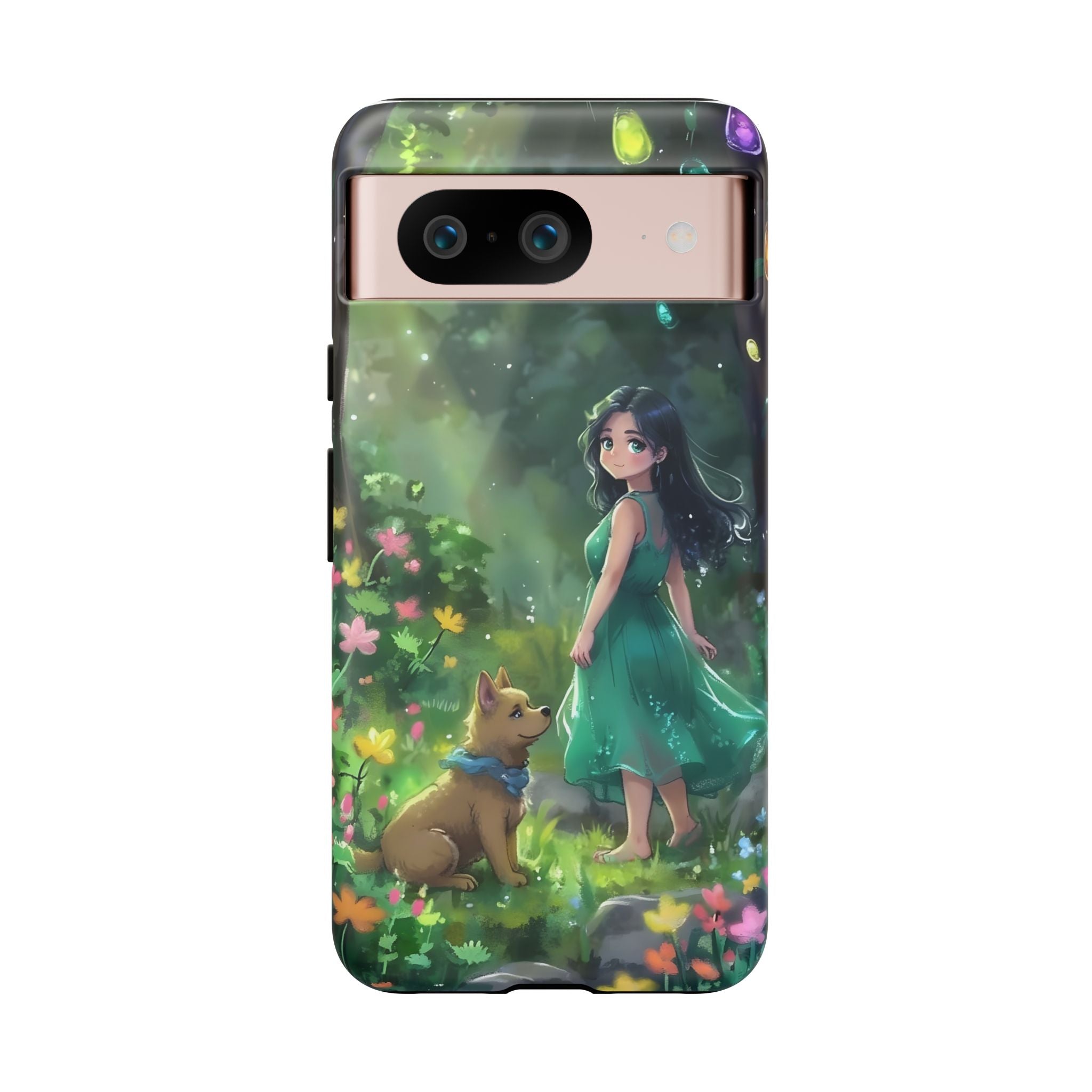 Whimsical Phone Case with Nature and Dog Artwork