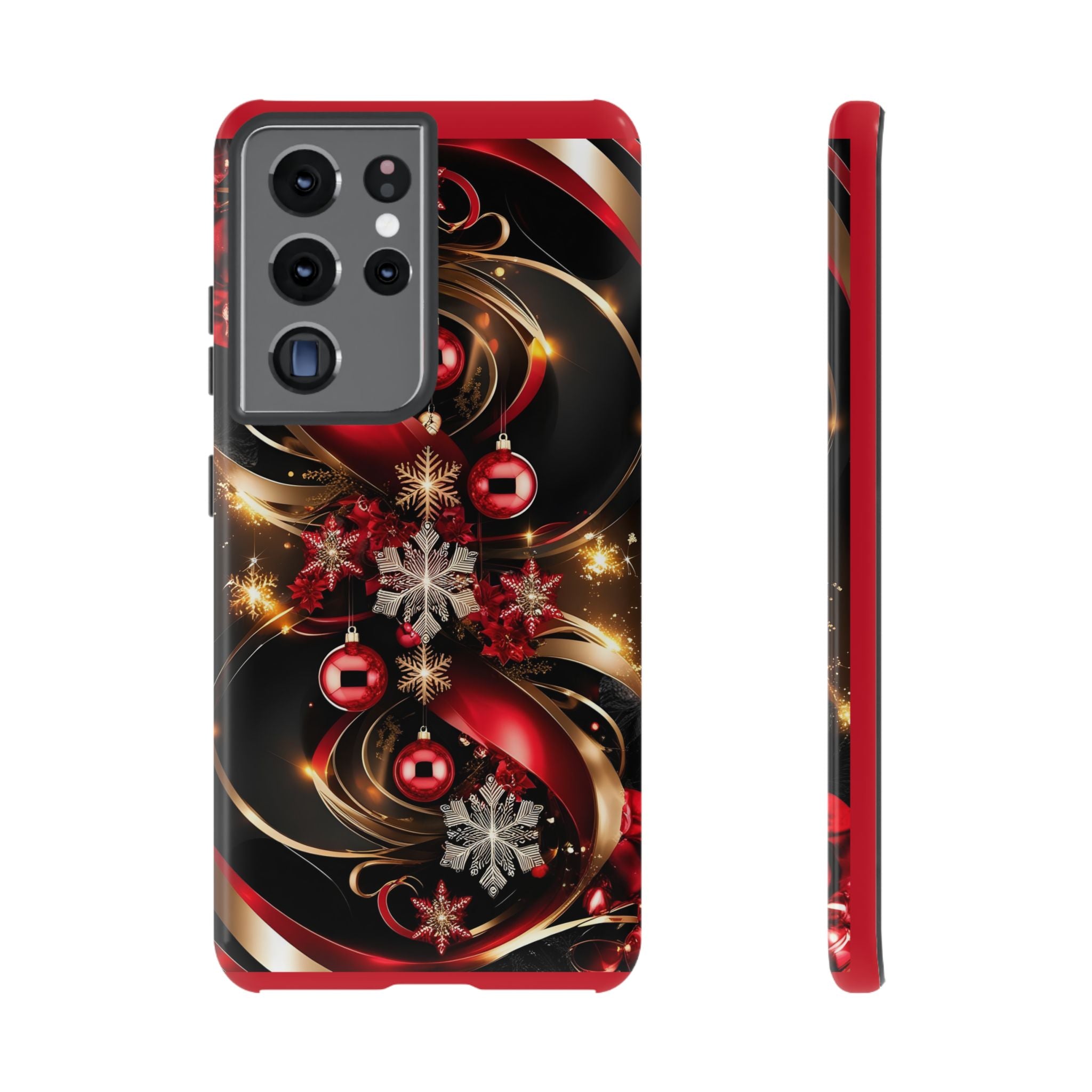 Christmas Red and Gold Phone Case - Tough Cases for Holiday Cheer