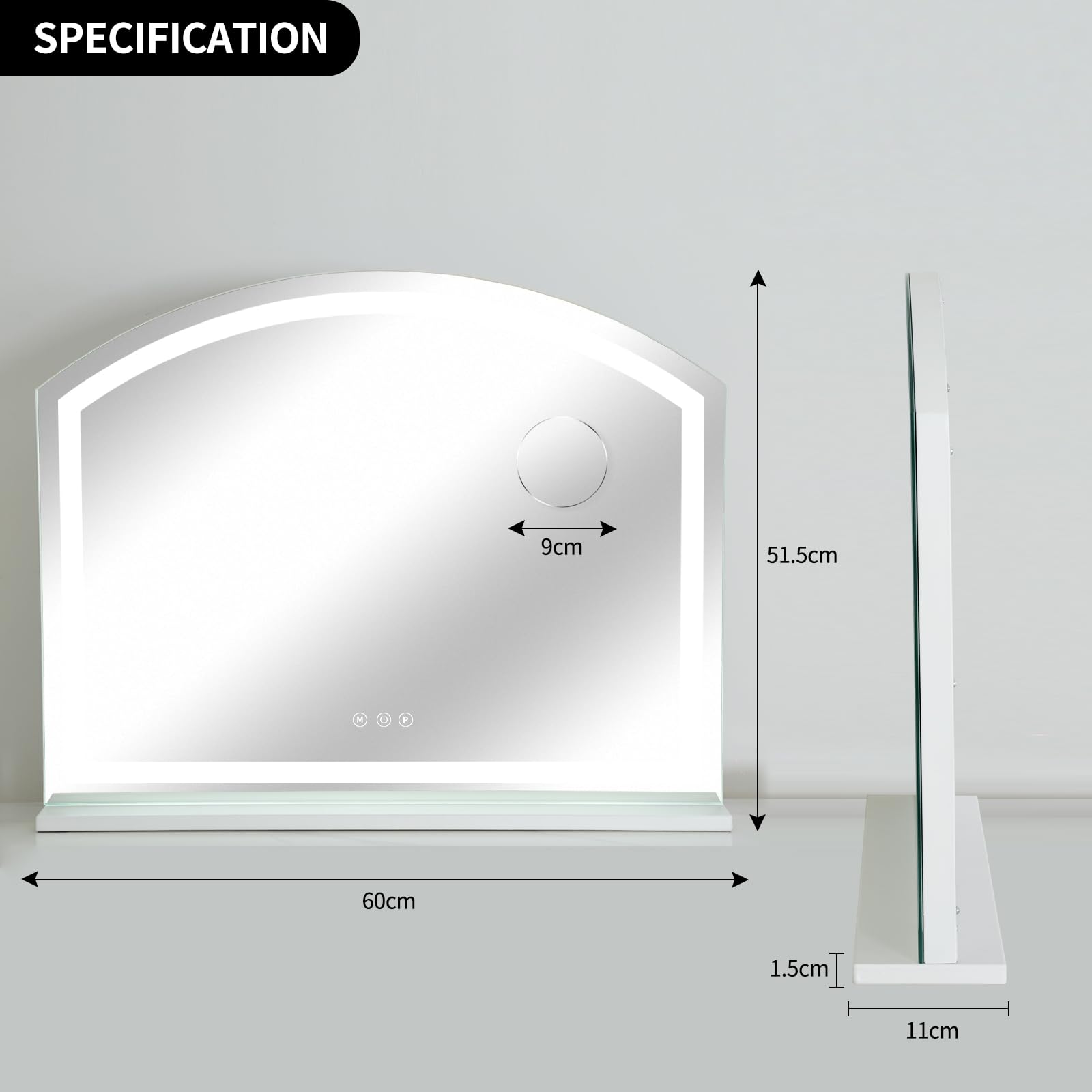 JAMK Vanity Mirror with LED Lights and 10X Magnification