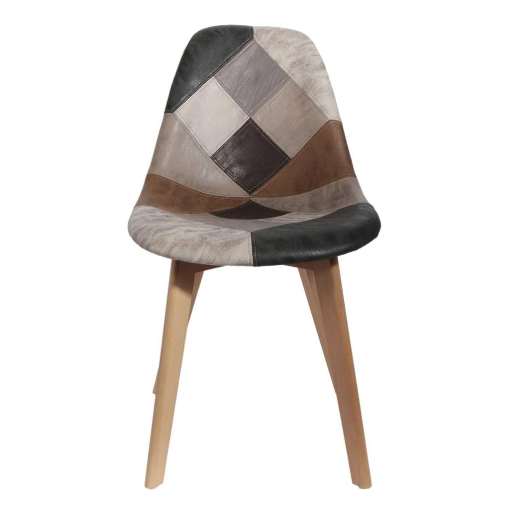 Home Deco Factory Scandinavian Style Patchwork Chairs Set of 2