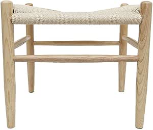 WNJAPAN Nordic Wooden Paper Cord Ottoman Chair - Natural