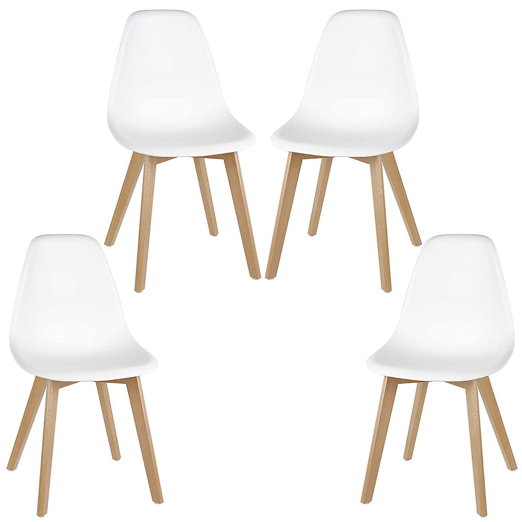 Homewell Scandinavian Dining Chairs Set of 4, Faux Leather, Wood Legs