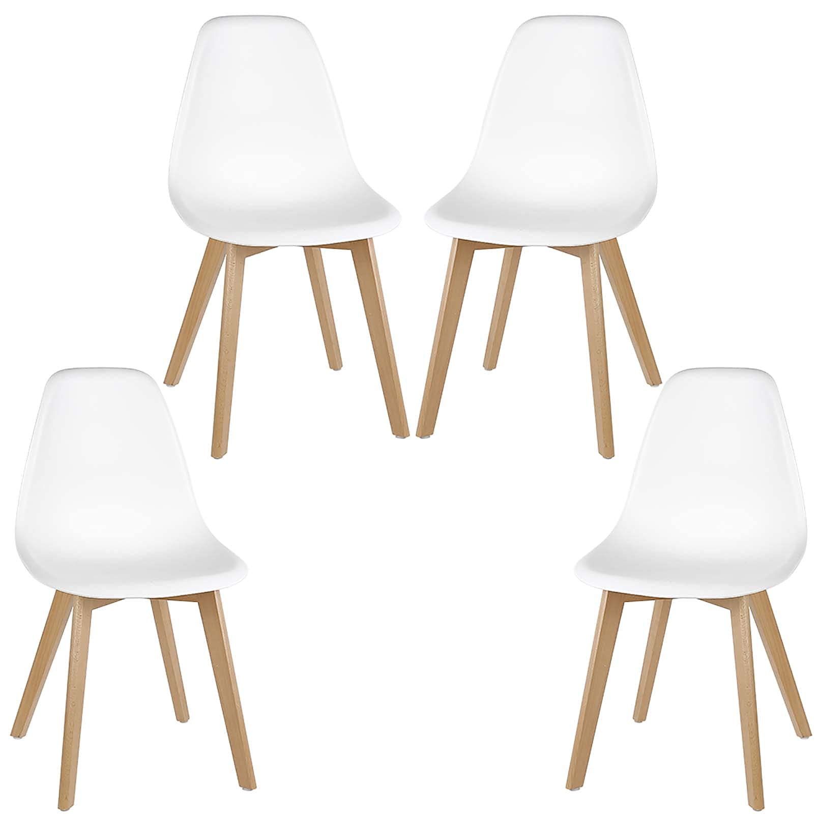 Homewell Scandinavian Dining Chairs Set of 4, Faux Leather, Wood Legs