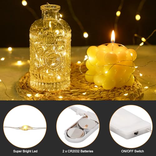 20 pack of 1M warm white battery operated fairy lights on a soft silver wire