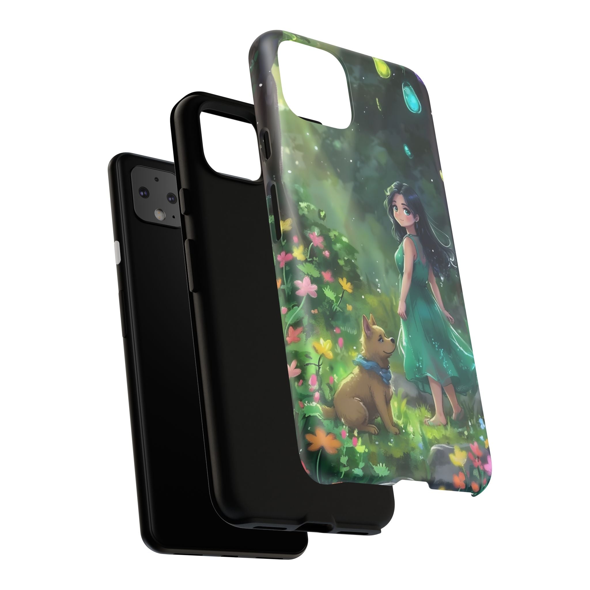 Whimsical Phone Case with Nature and Dog Artwork