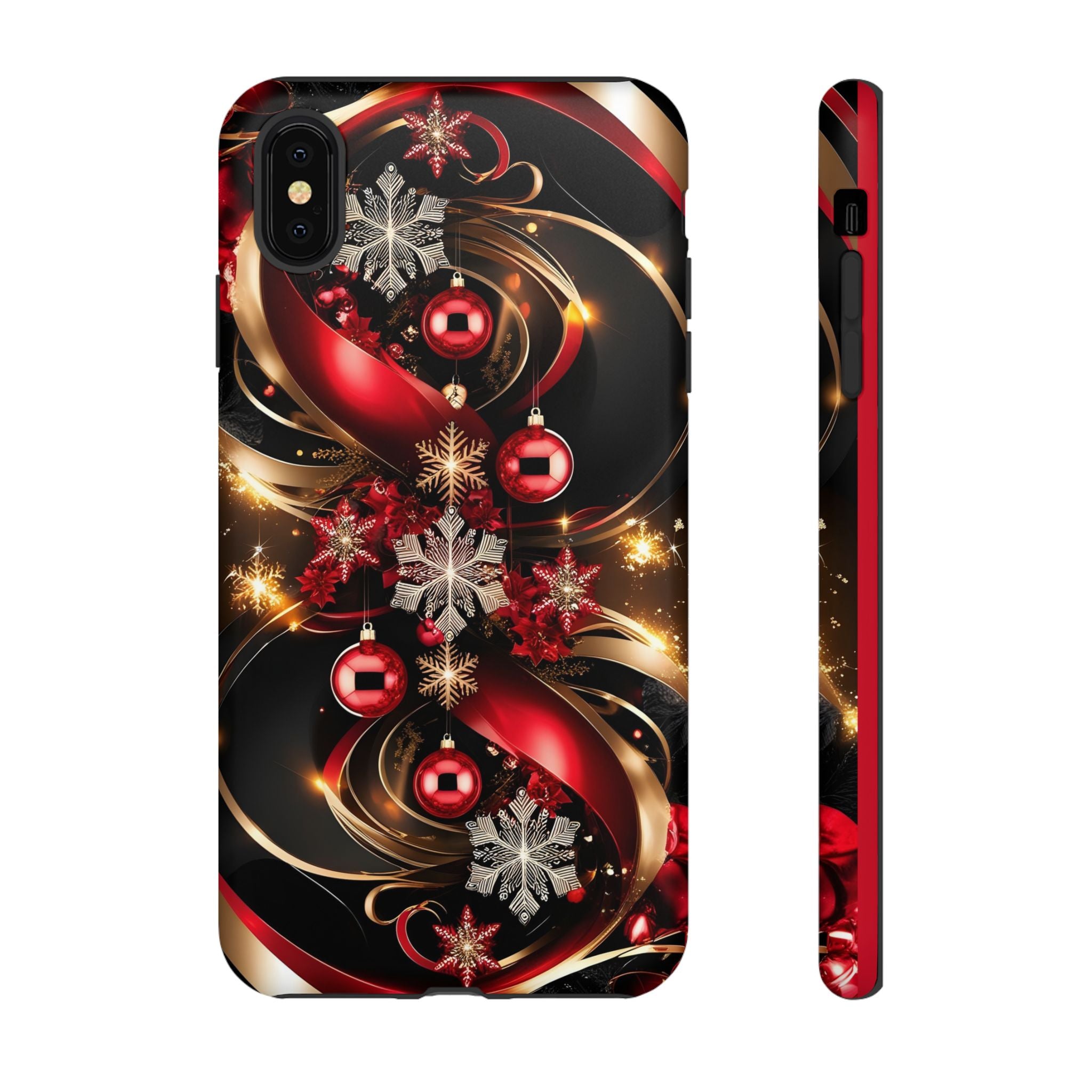 Christmas Red and Gold Phone Case - Tough Cases for Holiday Cheer