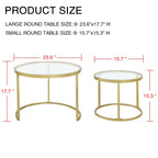 MAIKAILUN Round Nesting Coffee Table Gold Set of 2