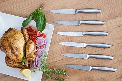 Cecotec Set of 6 Professional Meat Knives With Saw - High Strength Stainless Steel