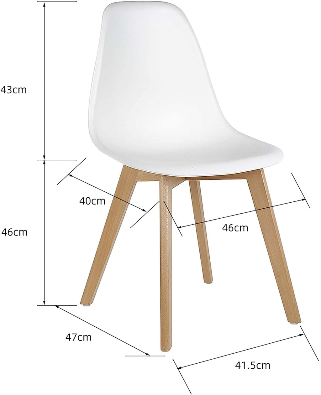 Homewell Scandinavian Faux Leather Dining Chairs with Wood Legs (Set of 4, White)