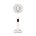 CREATE AIR MIST PRO Oscillating Fogger Fan with off white remote control, featuring a modern design