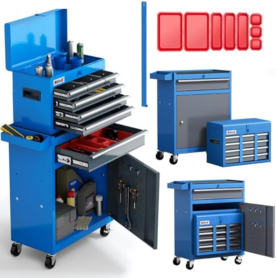 AIRAJ 7-Drawer Workshop Trolley with Removable Top Box