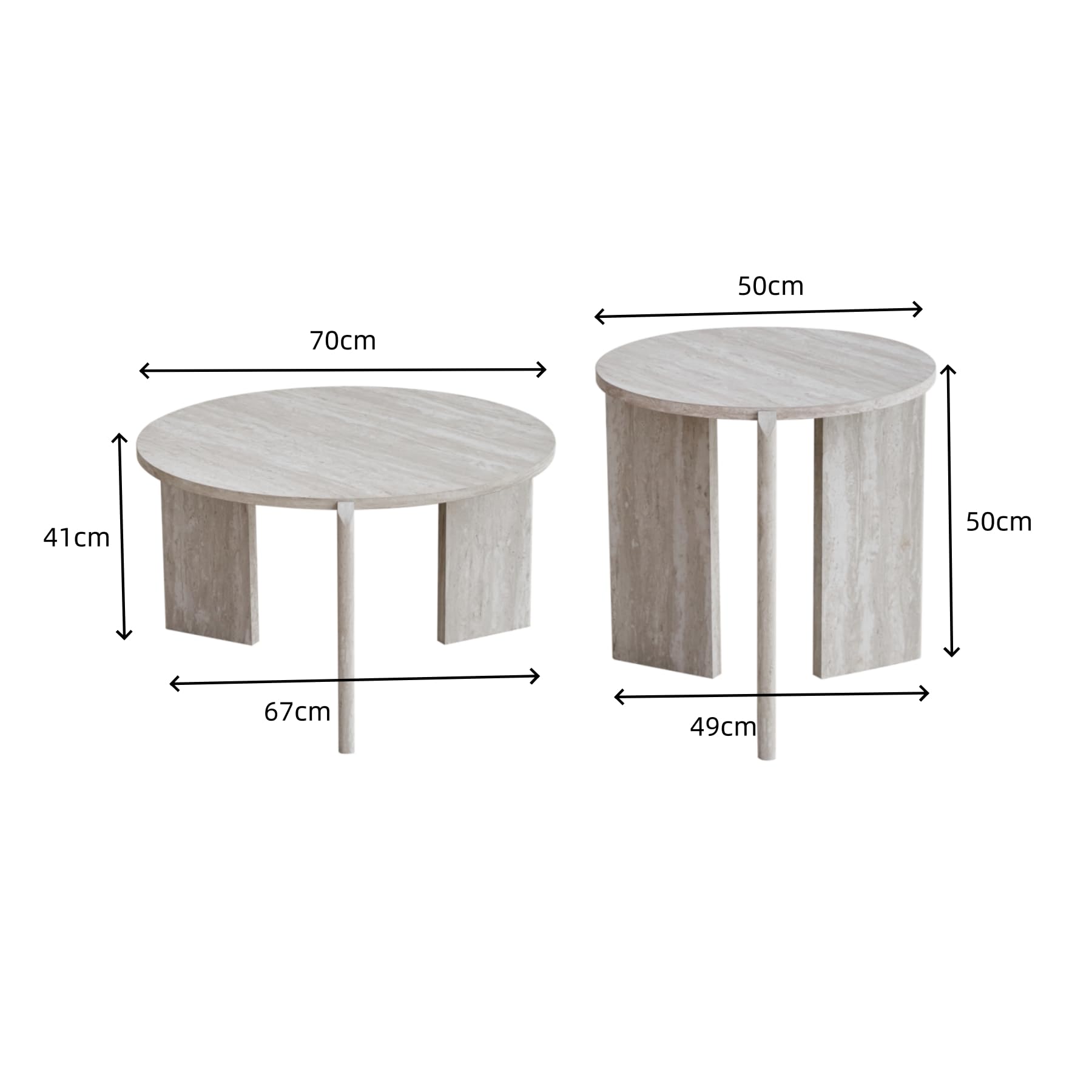 JZGORC Set of 2 White Imitation Travertine Coffee Tables