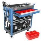 AIRAJ 3 Tier Rolling Tool Cart with Drawers and Pegboard