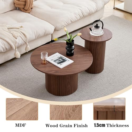HJhomeheart Stackable Drum Style Coffee Tables Set
