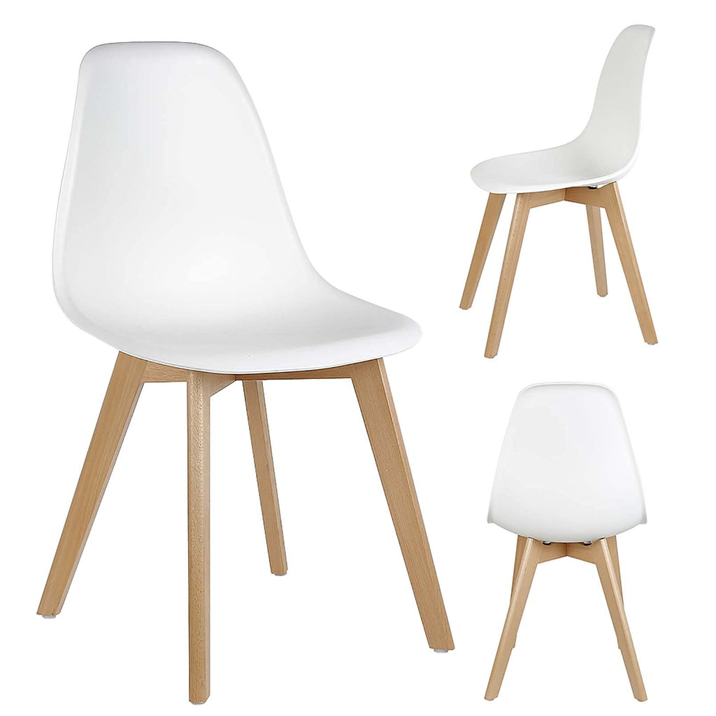 Homewell Scandinavian Dining Chairs Set of 4, Faux Leather, Wood Legs