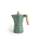 CREATE THERA MOKA RETRO Italian Coffee Maker in Sage Green color, featuring a retro design and aluminum construction