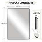 HIGHBATH Black Framed Rectangular Bathroom Wall Mirror