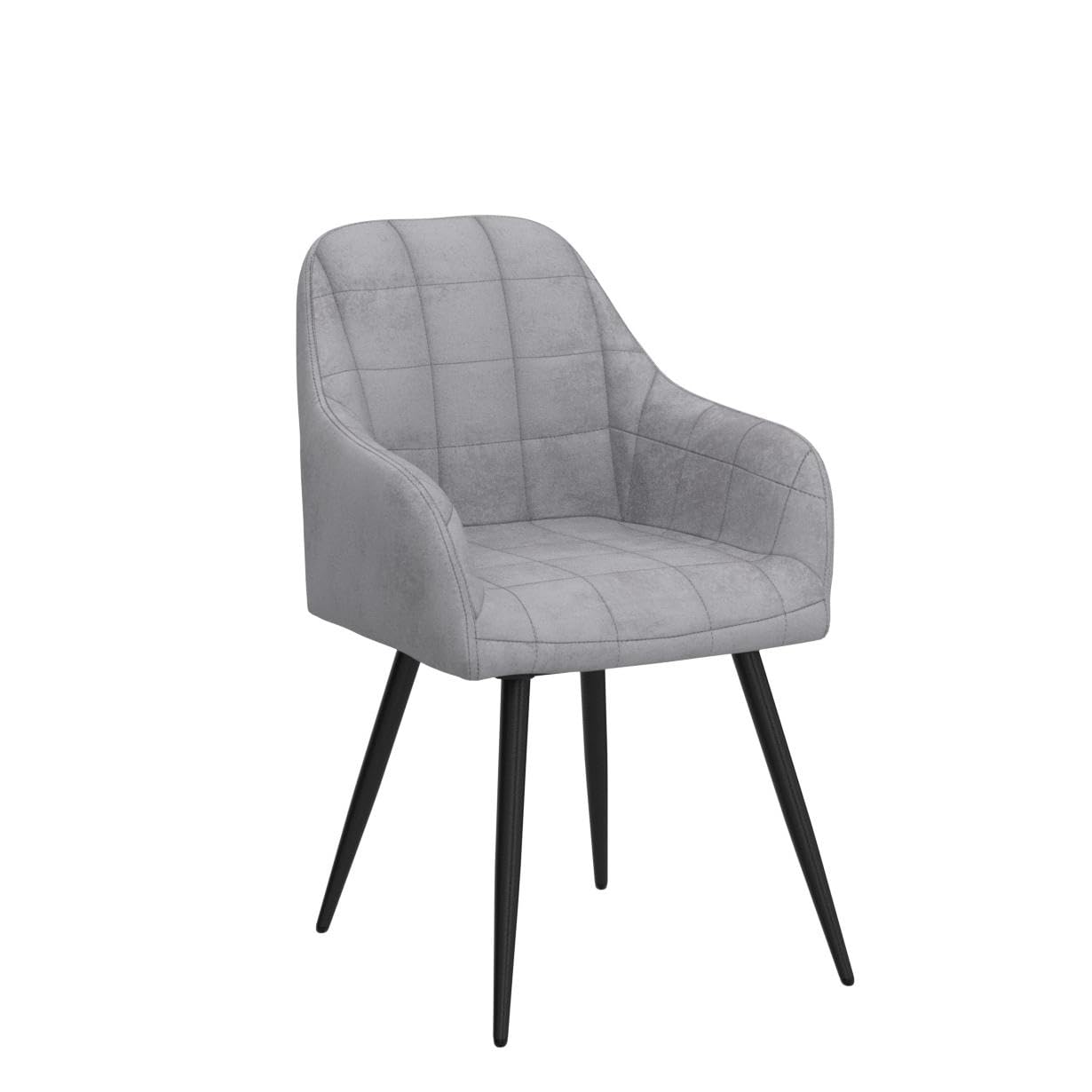 MCC Direct 2x Faux Matte Suede Leather Dining Chairs in Light Grey