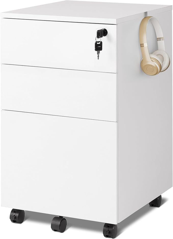DEVAISE 3 Drawer Filing Cabinet - White