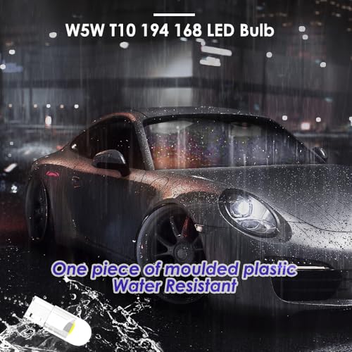 Noobibaba W5W LED Car License Plate Light Bulb, cool white light, pack of 10