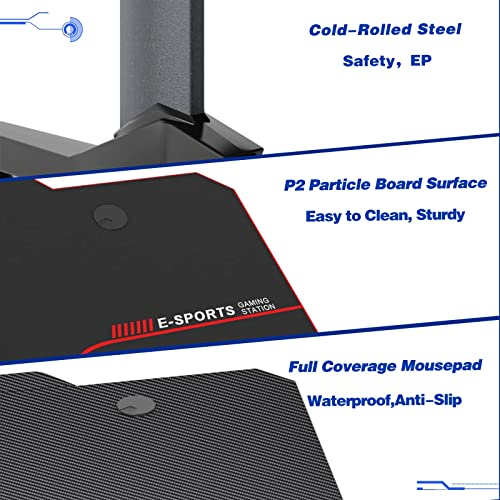 Sogesfurniture Ergonomic PC Gaming Desk with Large Mouse Pad