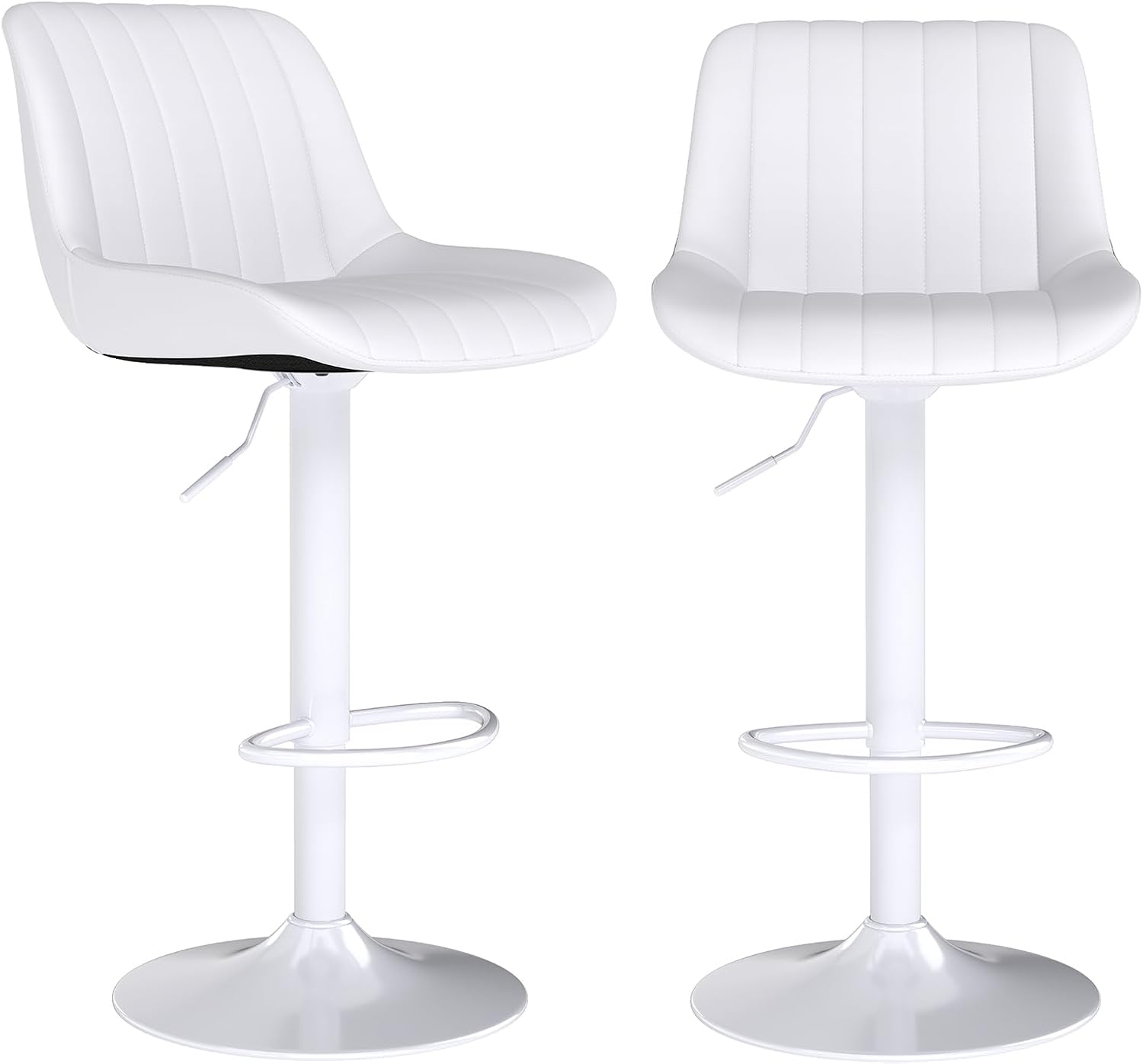 Youhauchair Swivel Bar Stools Set of 2 - White PU Leather