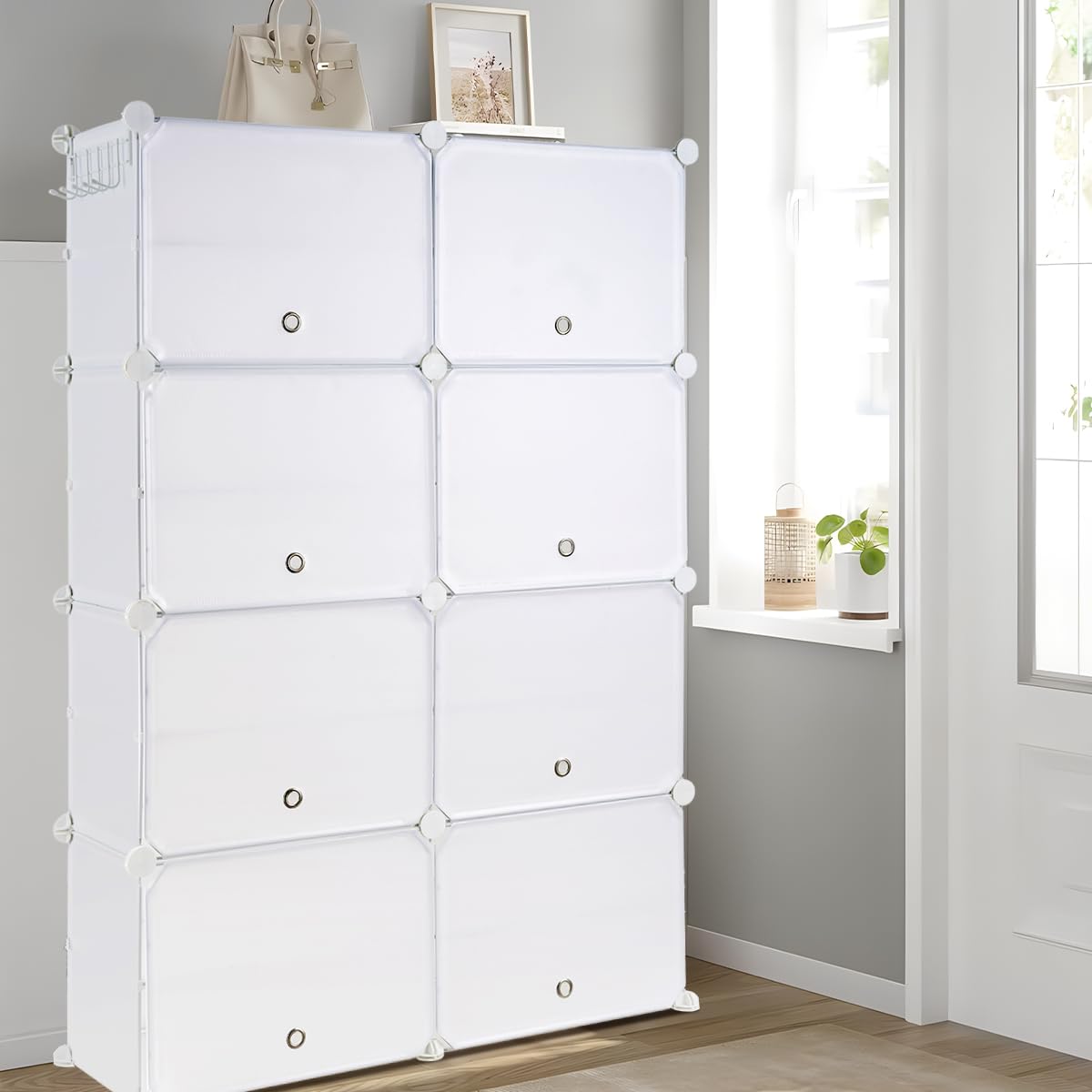 TEENO 8-Level Shoe Cabinet for 32 Pairs with Door