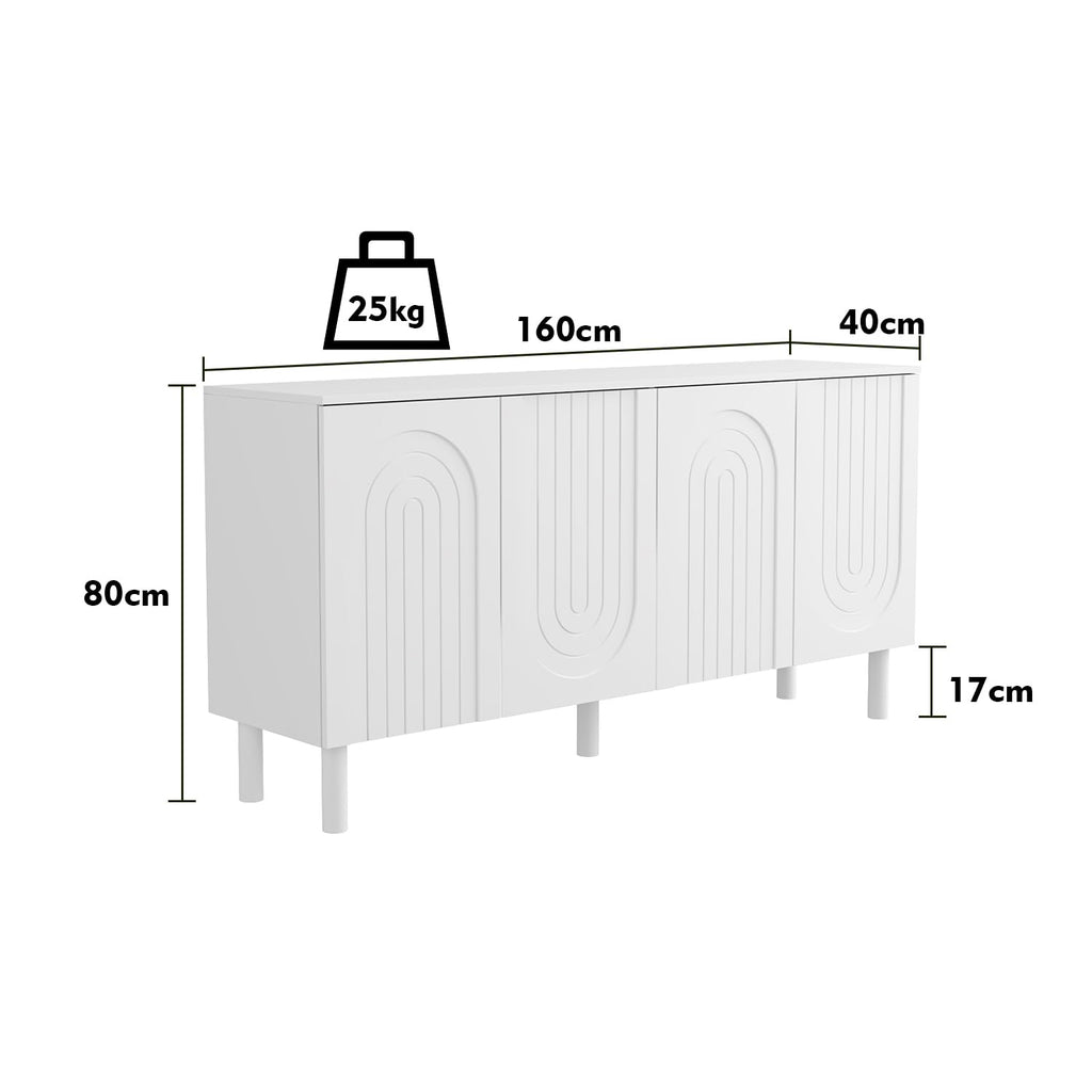 Caldion White Modern Sideboard with Pop-up Design