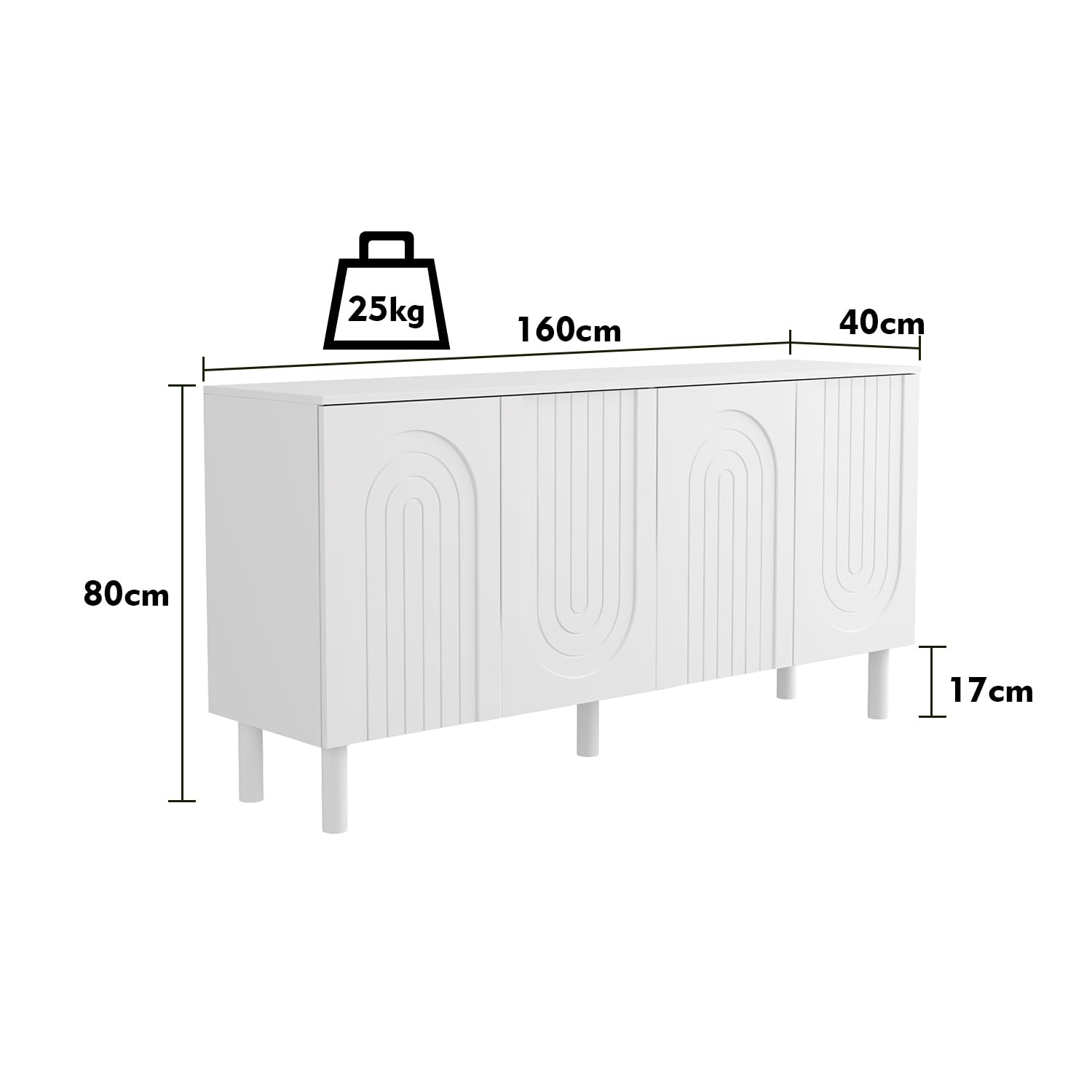 Caldion White Modern Sideboard with Pop-up Design