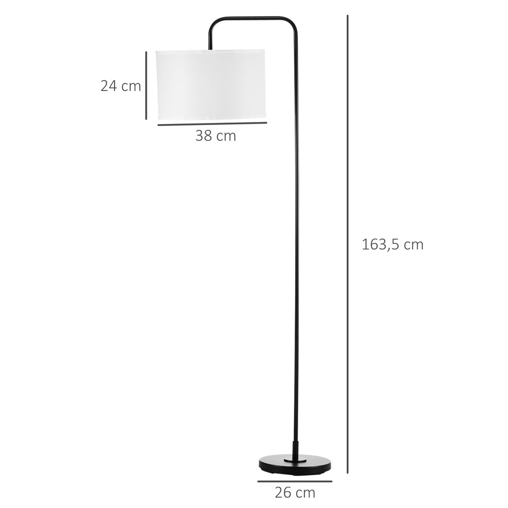 HOMCOM Modern Black Metal Floor Lamp with Cable Shade