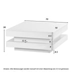 Sweiko White Square Coffee Table with Rotating Top and LED Lighting