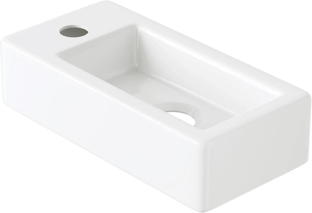 Eridanus Rectangular Ceramic Bathroom Sink - White