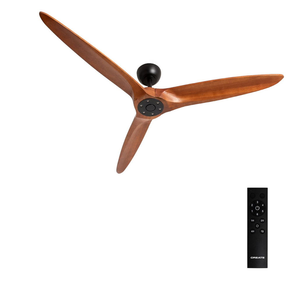 CREATE Wind Century Ceiling Fan with black dark wood blades and remote control